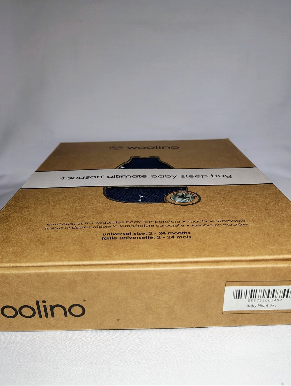 Woolino Merino Wool Sleep Sack 2-24 Months Sleeping Bag - Baby Night Sky Blue - Picture 3 of 4